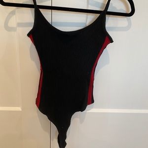 Black and Red Stripped Bodysuit